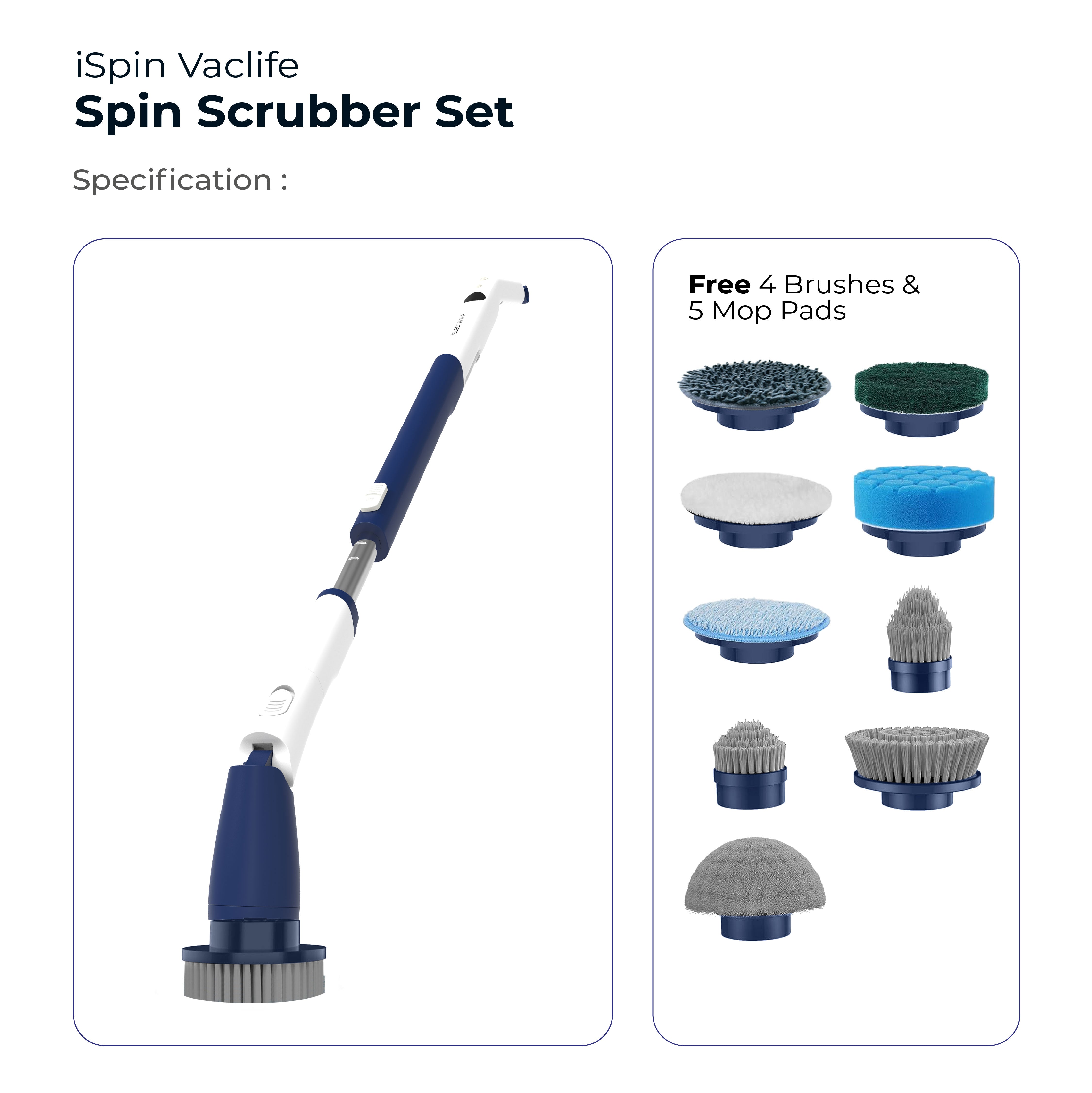 Electrova Vaclife Series Cordless Electric Spin Scrubber with Turbo - iSpin