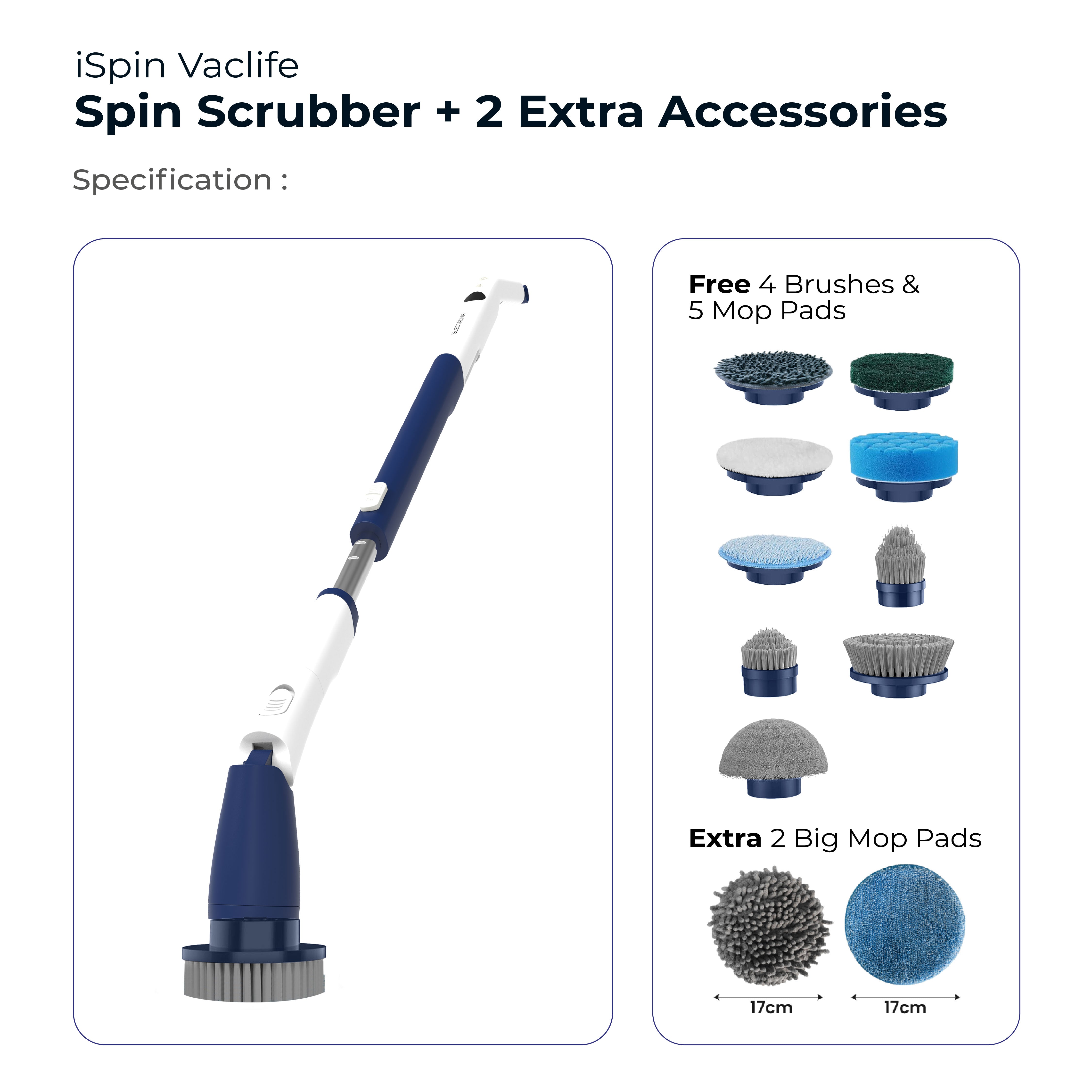 Electrova Vaclife Series Cordless Electric Spin Scrubber with Turbo - iSpin
