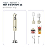 Electrova ProBlend Series 6 in 1 Multifunction Hand Blender Mixer Set (Food Processor)