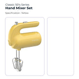Electrova Classic 50's Series hand mixer available in yellow colors with ergonomic lightweight design