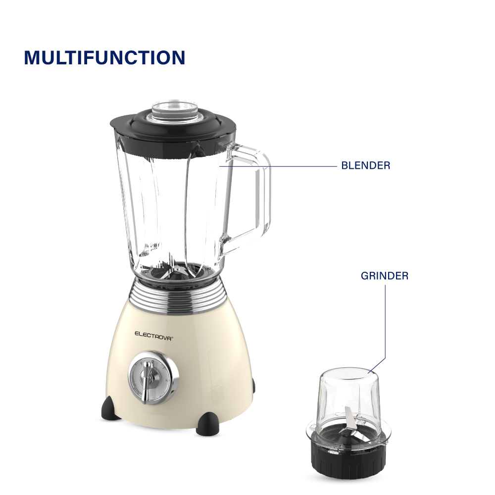 Electrova Classic 50's Series 2 in 1 Glass Jar Blender & Grinder