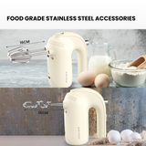 Electrova Classic 50's Series hand mixer with food-grade stainless steel beaters for safe and durable mixing