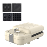 Beige Electrova Classic 50's Series waffle maker with timer and four interchangeable baking plates for waffles, donuts, sandwiches and cake pops
