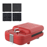 Electrova Classic 50's Series Red waffle maker set with four interchangeable baking plates for waffles, donuts, sandwiches and cake pops