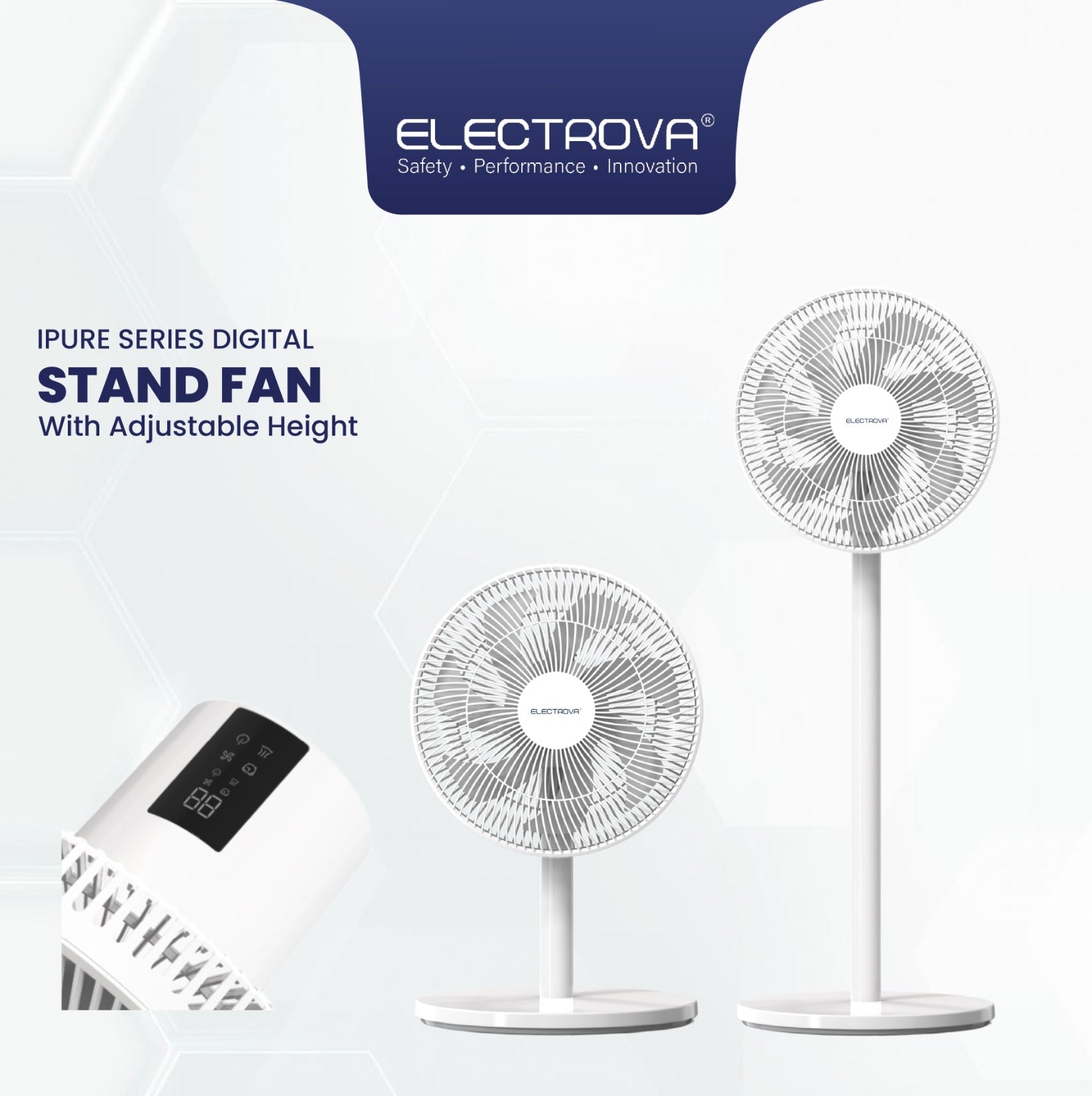 Electrova Electric Digital Stand Fan with Adjustable Height iPure Series