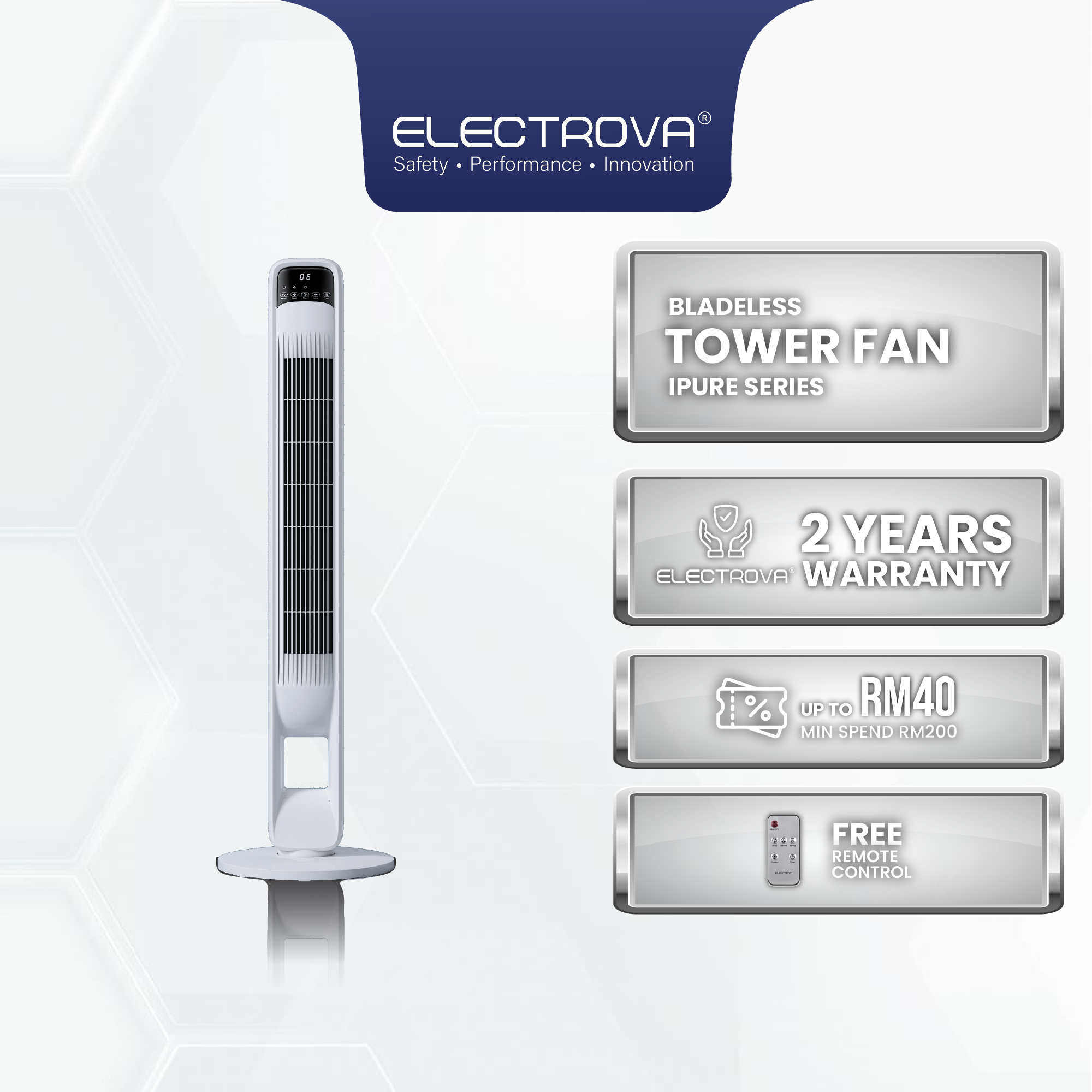 Electrova iPure Series Electronic Bladeless Tower Fan