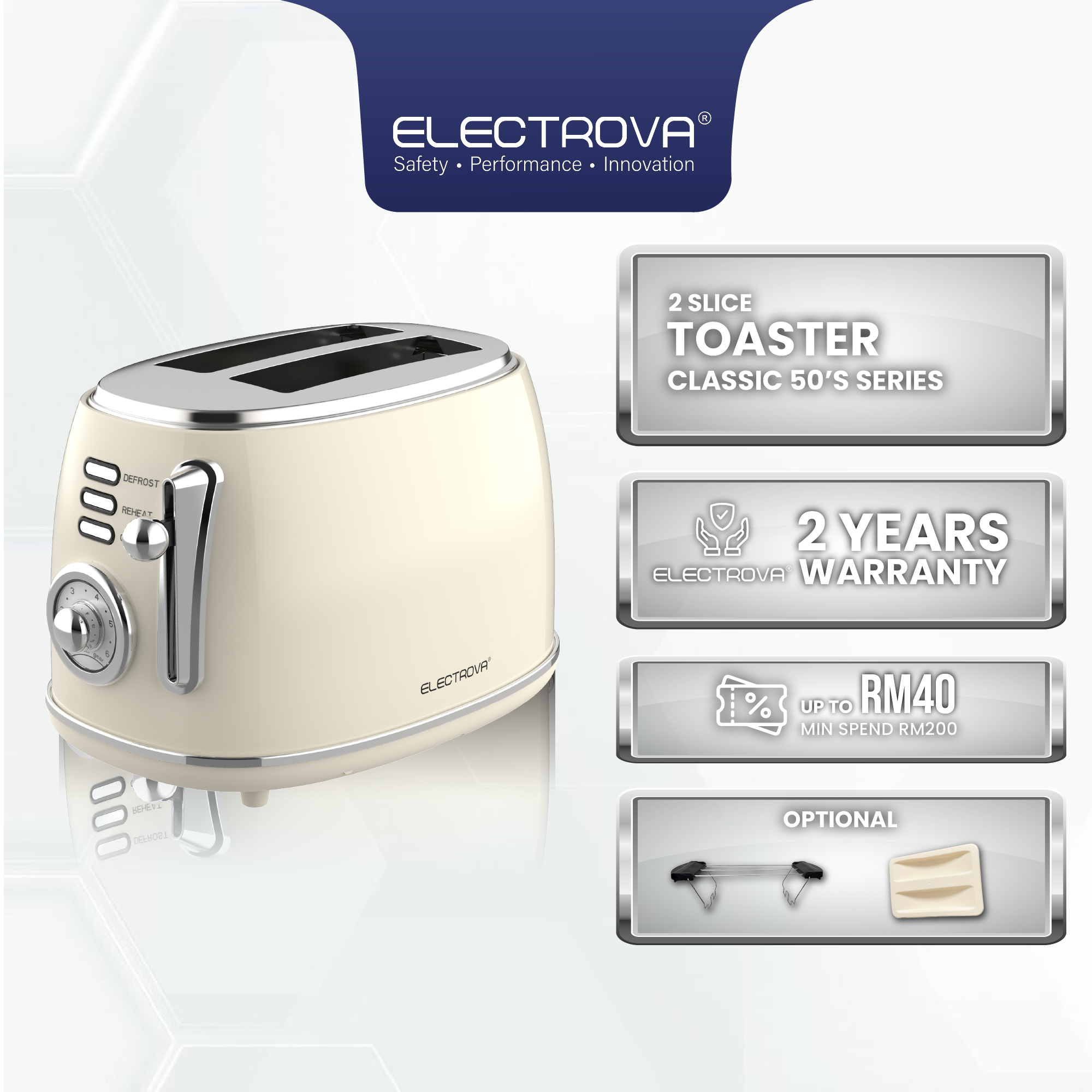 Electrova Classic 50's 2 Slice Toaster