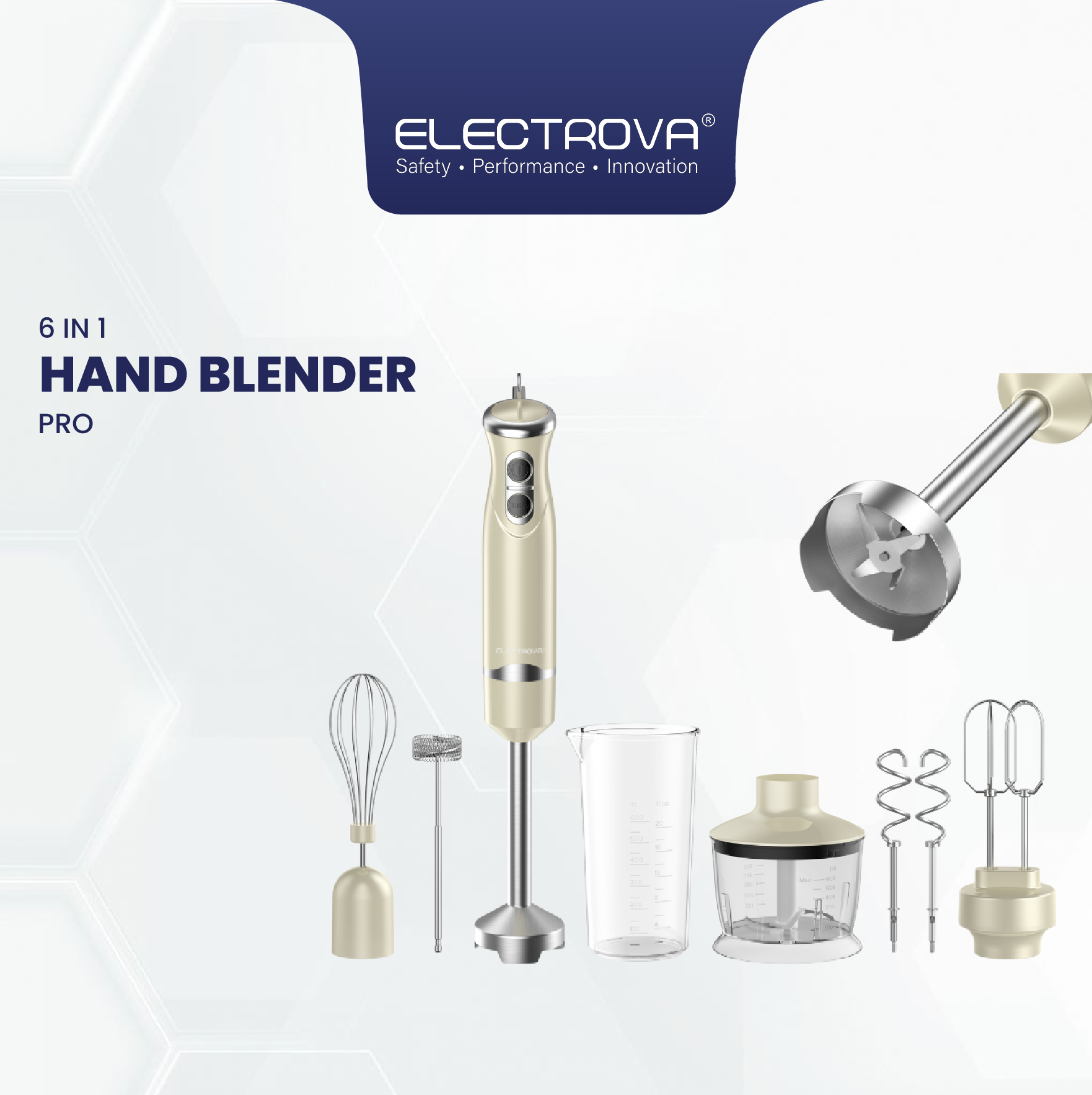 Electrova ProBlend Series 6 in 1 Multifunction Hand Blender Mixer Set (Food Processor)