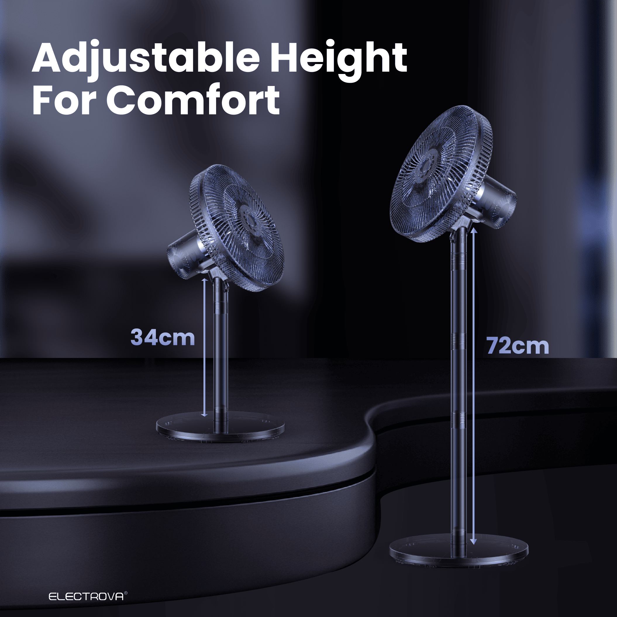 Electrova Electric Digital Stand Fan with Adjustable Height iPure Series
