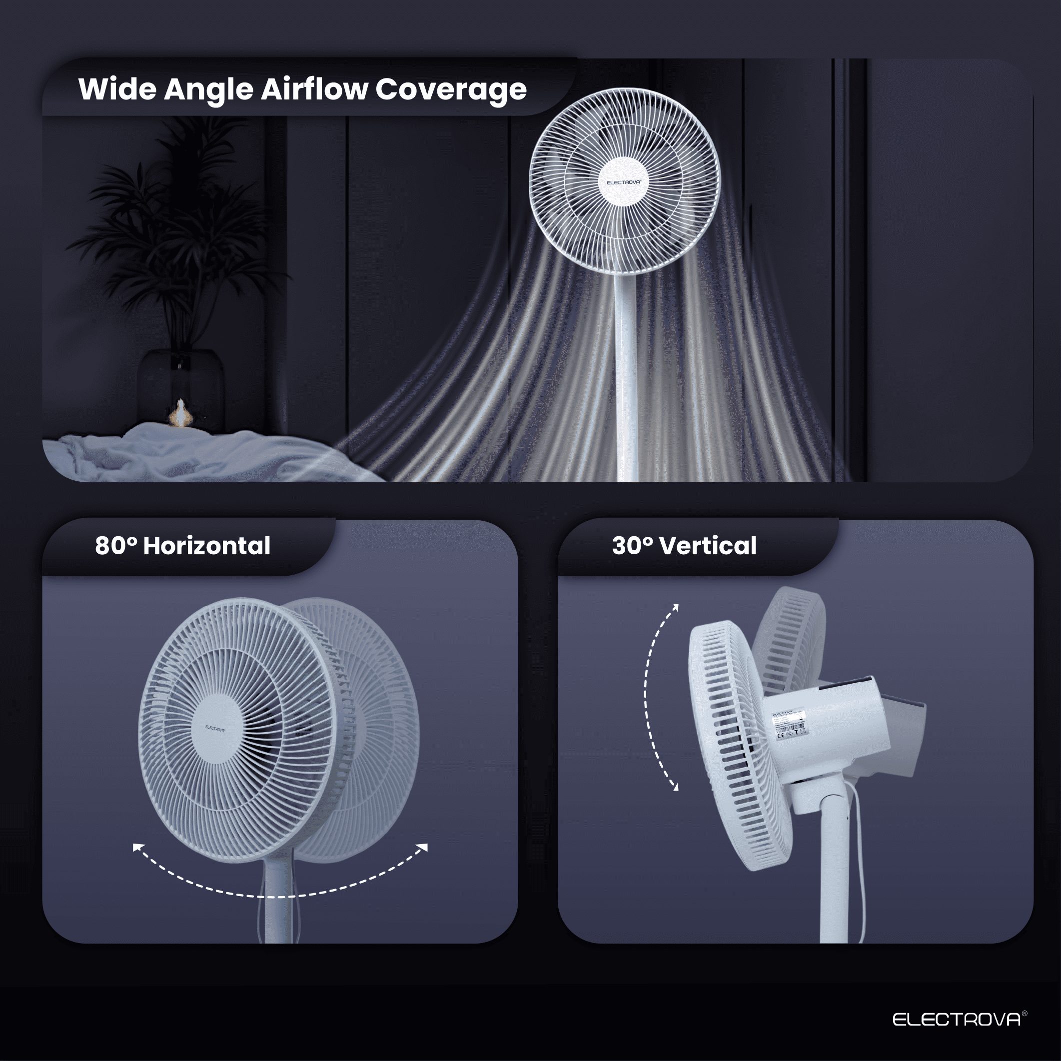 Electrova Electric Stand Fan with Adjustable Height iPure Series (Manual)